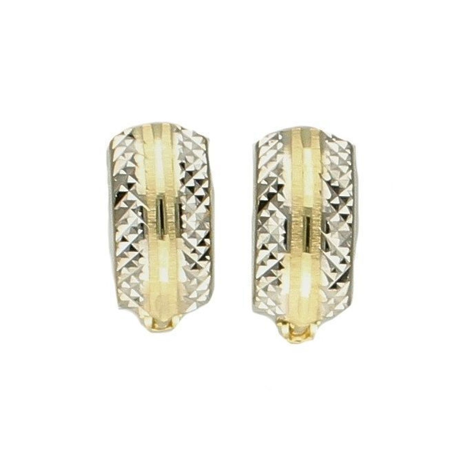 Złote kolczyki 585 brzegi białe złoto grawerowane KL 1079B Eleganckie, zdobione złote kolczyki z białym złotem i grawerowanym brzegiem wykonane ze złota próby 585..jpg